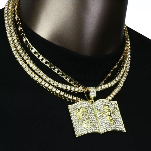 Other - Brand New Iced Out Chains Set and Jesus Pendant
